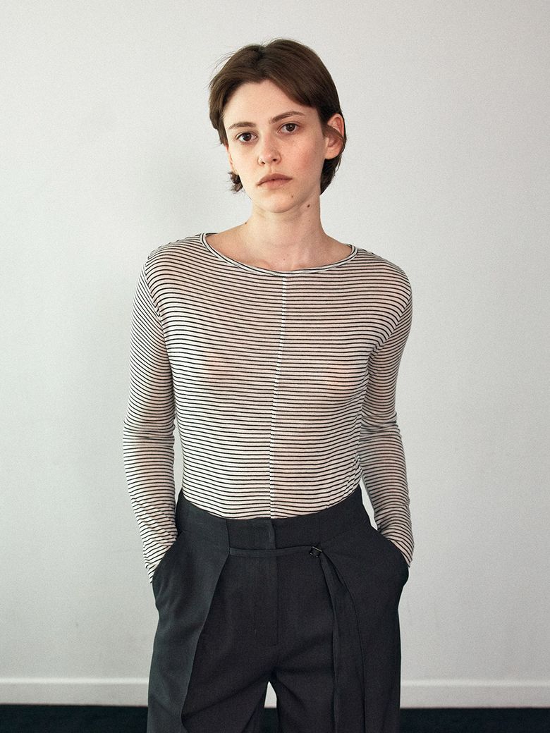 Stripe Wool Jersey T-Shirt (2color)