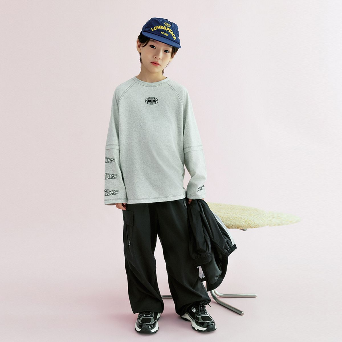 베네통키즈(BENETTONKIDS) 로고플레이 레이어드 티셔츠_QATS16641OT