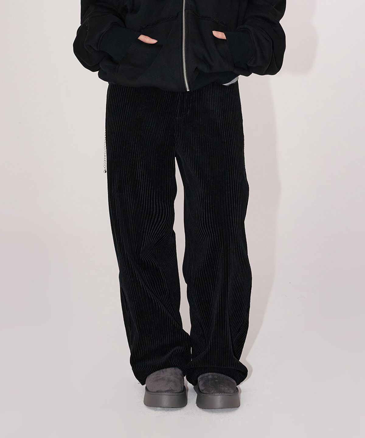 유희(YOUHEE) YOUHEE CORDUROY WIDE PANTS_BLACK