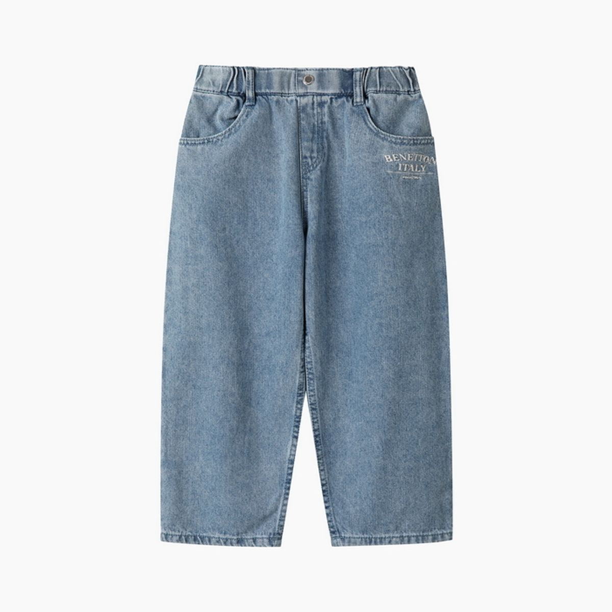 베네통키즈(BENETTONKIDS) 뉴 베이직 배기핏 데님 팬츠_QADP02641BL