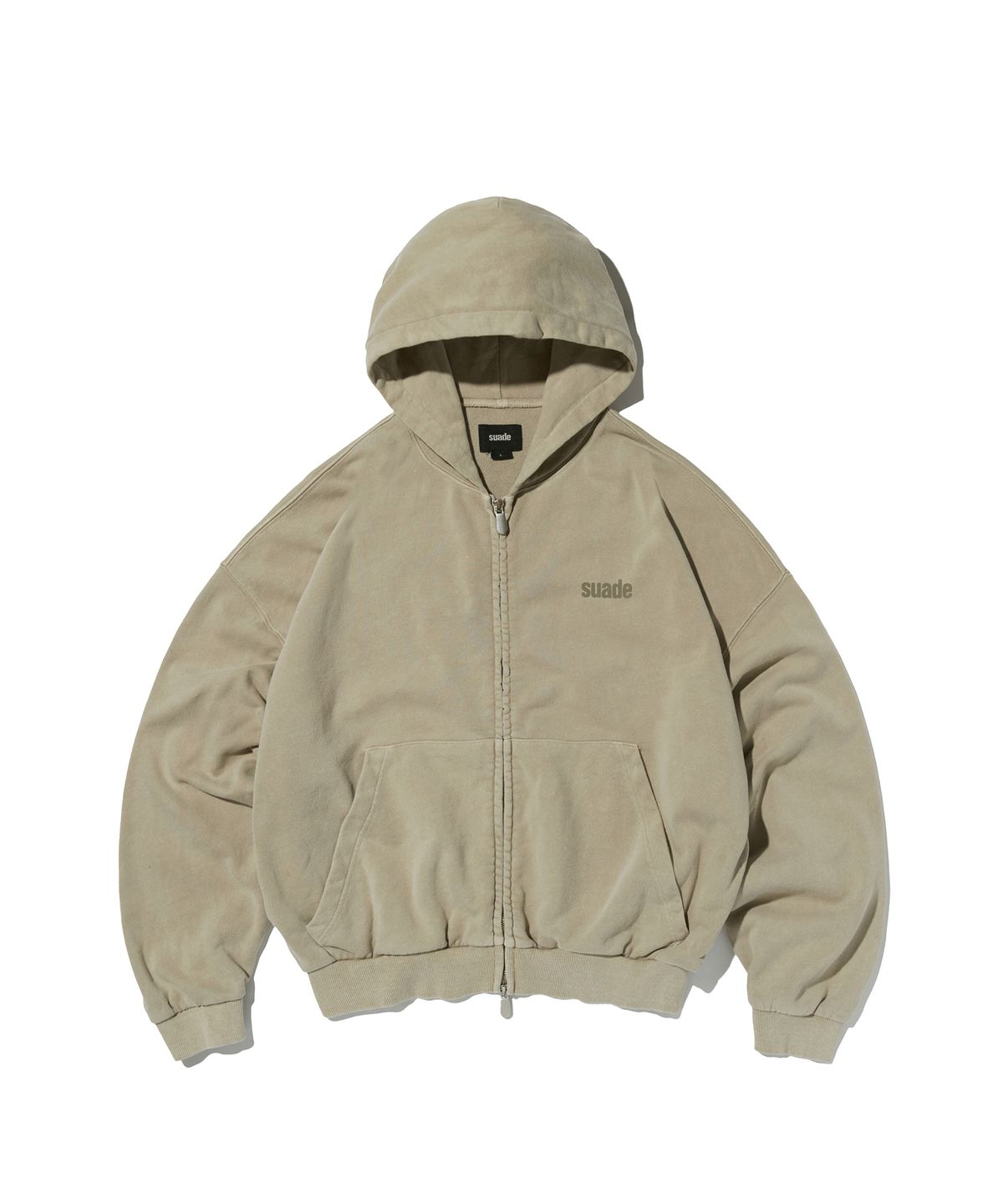 스웨이드(SUADE) CROPPED WASHED HOOD ZIP UP [WASHING BEIGE]