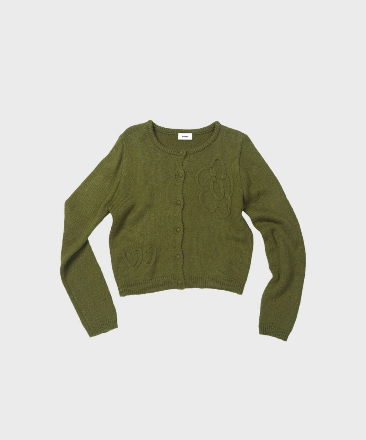 오울(OOOWL) MOHAIR CARDIGAN HEART FLOWER OLIVE