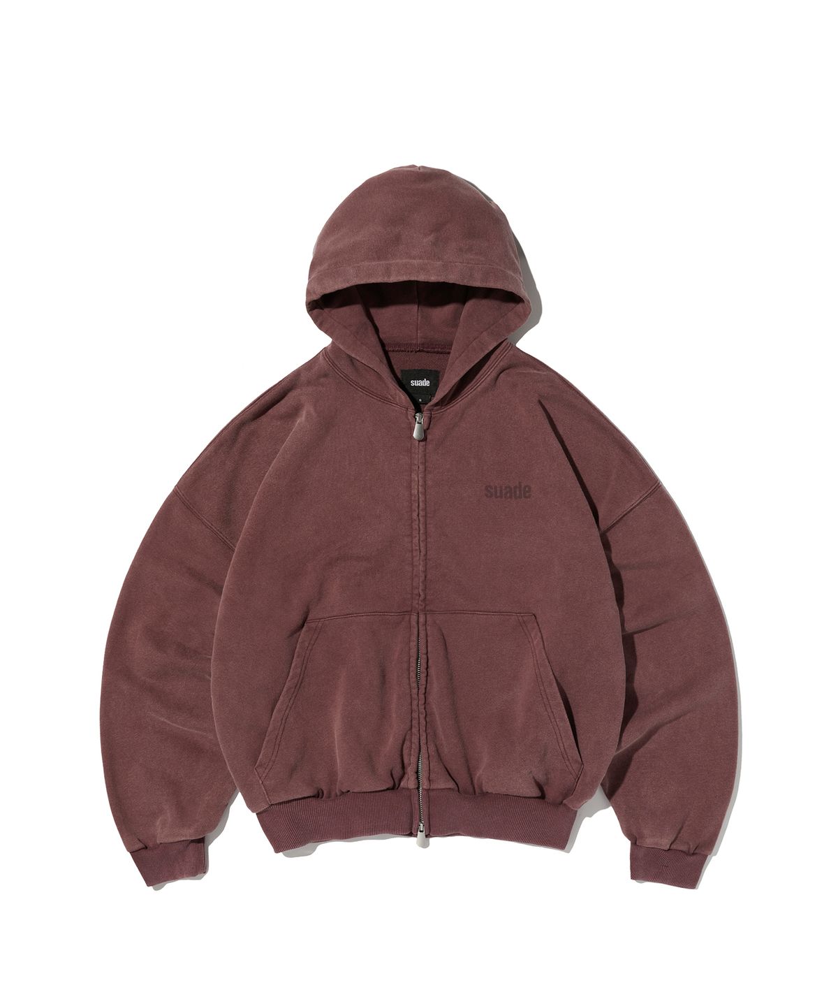 스웨이드(SUADE) CROPPED WASHED HOOD ZIP UP [WASHING BURGUNDY]