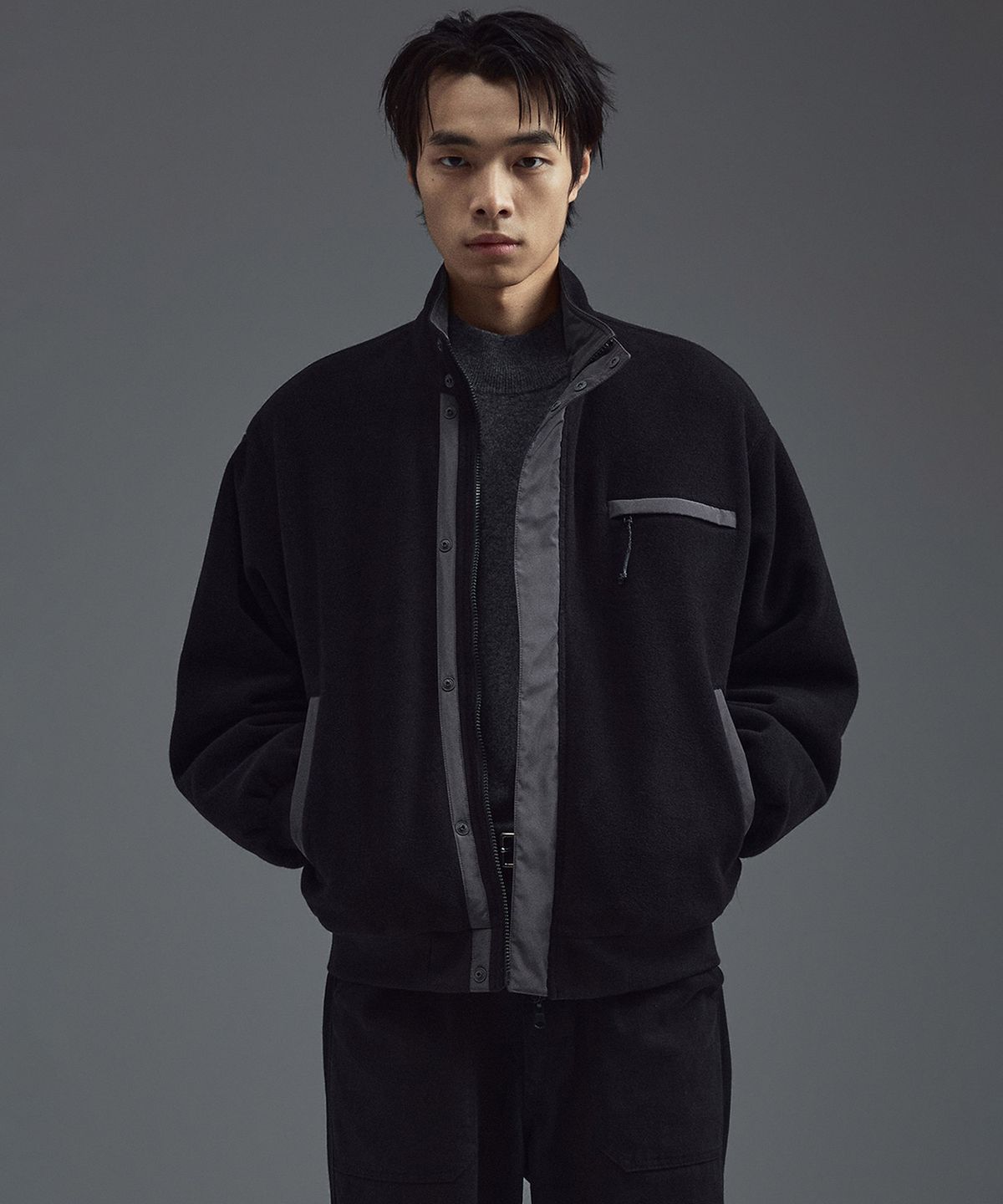 일꼬르소(IL CORSO) POLARTEC 플리스 리버서블 웜업 자켓 블랙