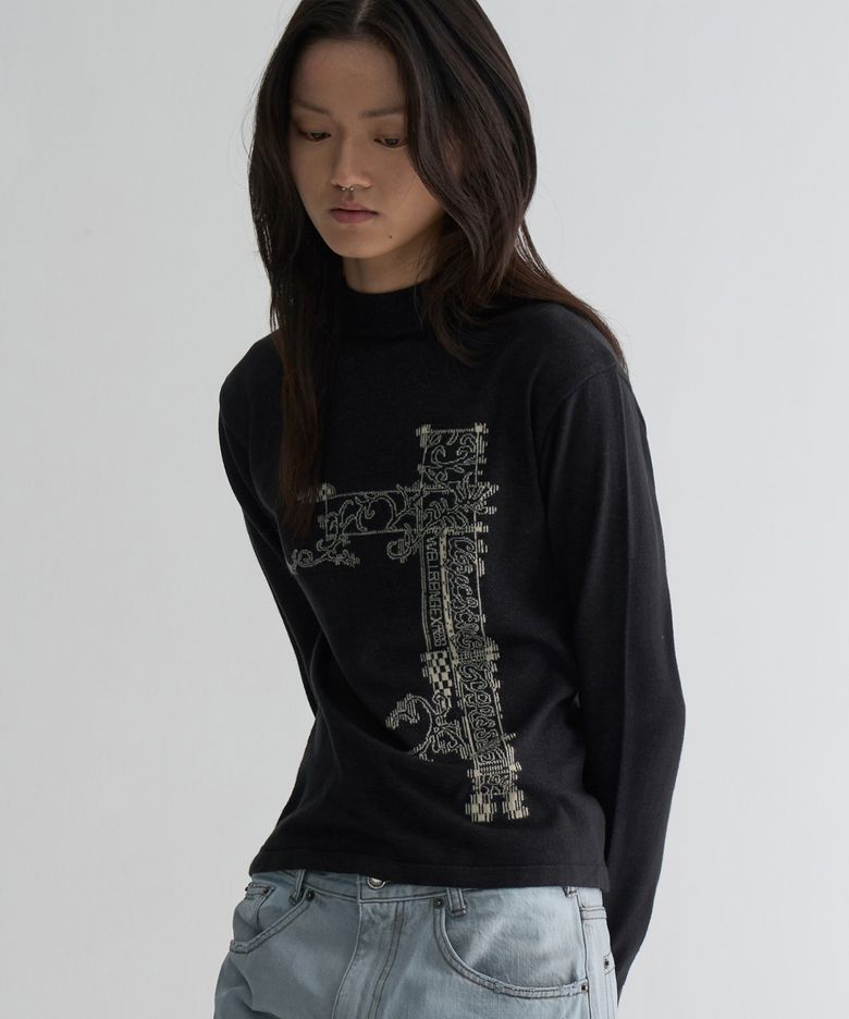 Hybrid Tattoo Jacquard Knit Charcoal