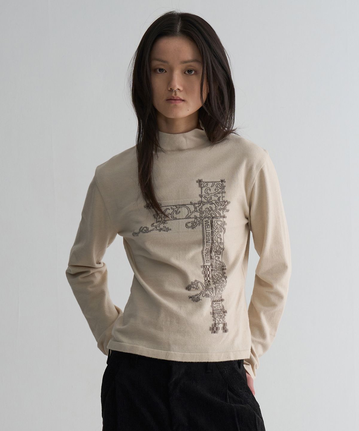 웰빙익스프레스(WELLBEING EXPRESS) Hybrid Tattoo Jacquard Knit Beige