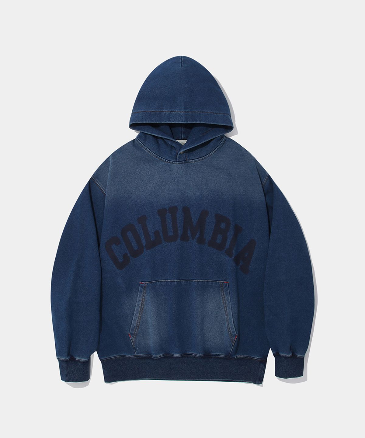 컬럼비아 유니버시티(COLUMBIA UNIVERSITY) BIG ARCH RUBBER DENIM TERRY HOODIE_MIDNIGHT JIN