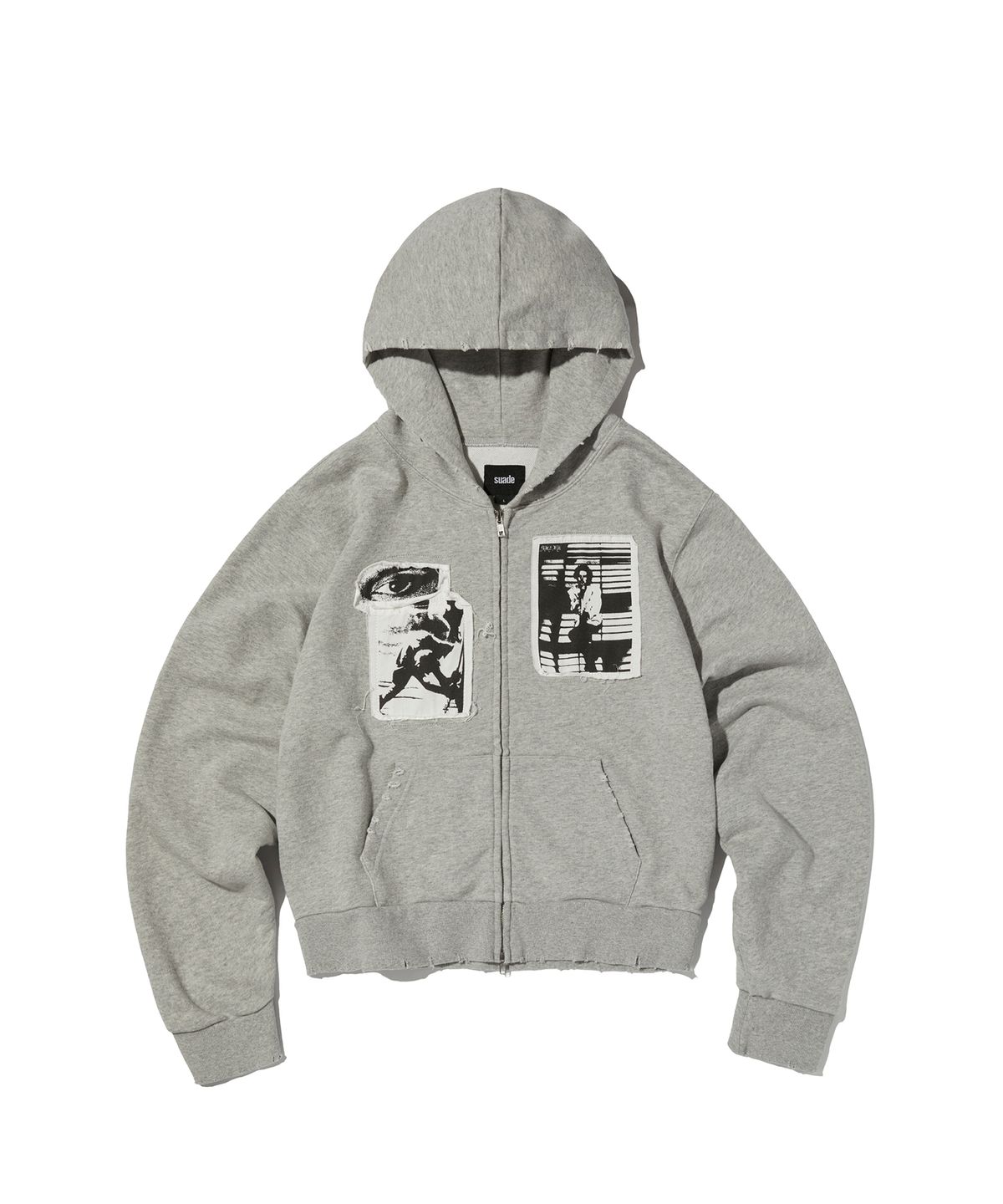 스웨이드(SUADE) PATCHWORK HOOD ZIP UP [GRAY]