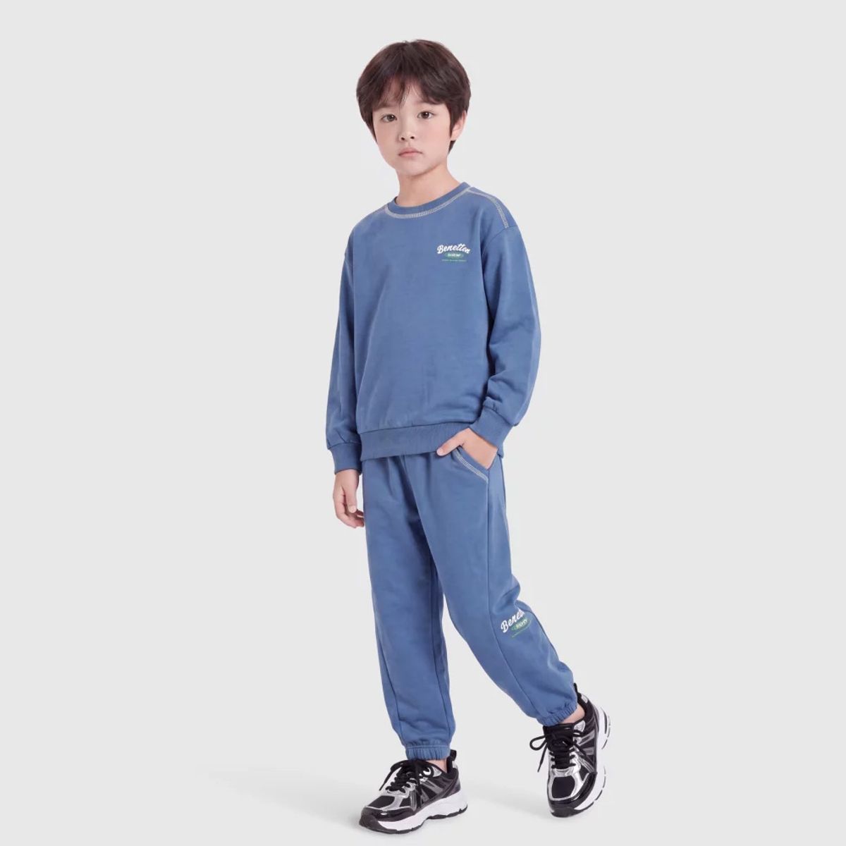 베네통키즈(BENETTONKIDS) 그래픽 포인트 조거 팬츠_QATP01641BL