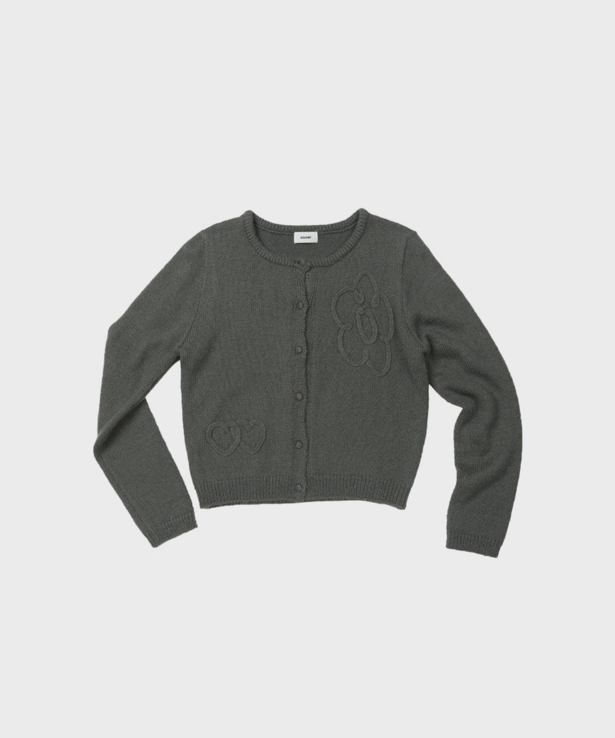 오울(OOOWL) MOHAIR CARDIGAN HEART FLOWER GREY