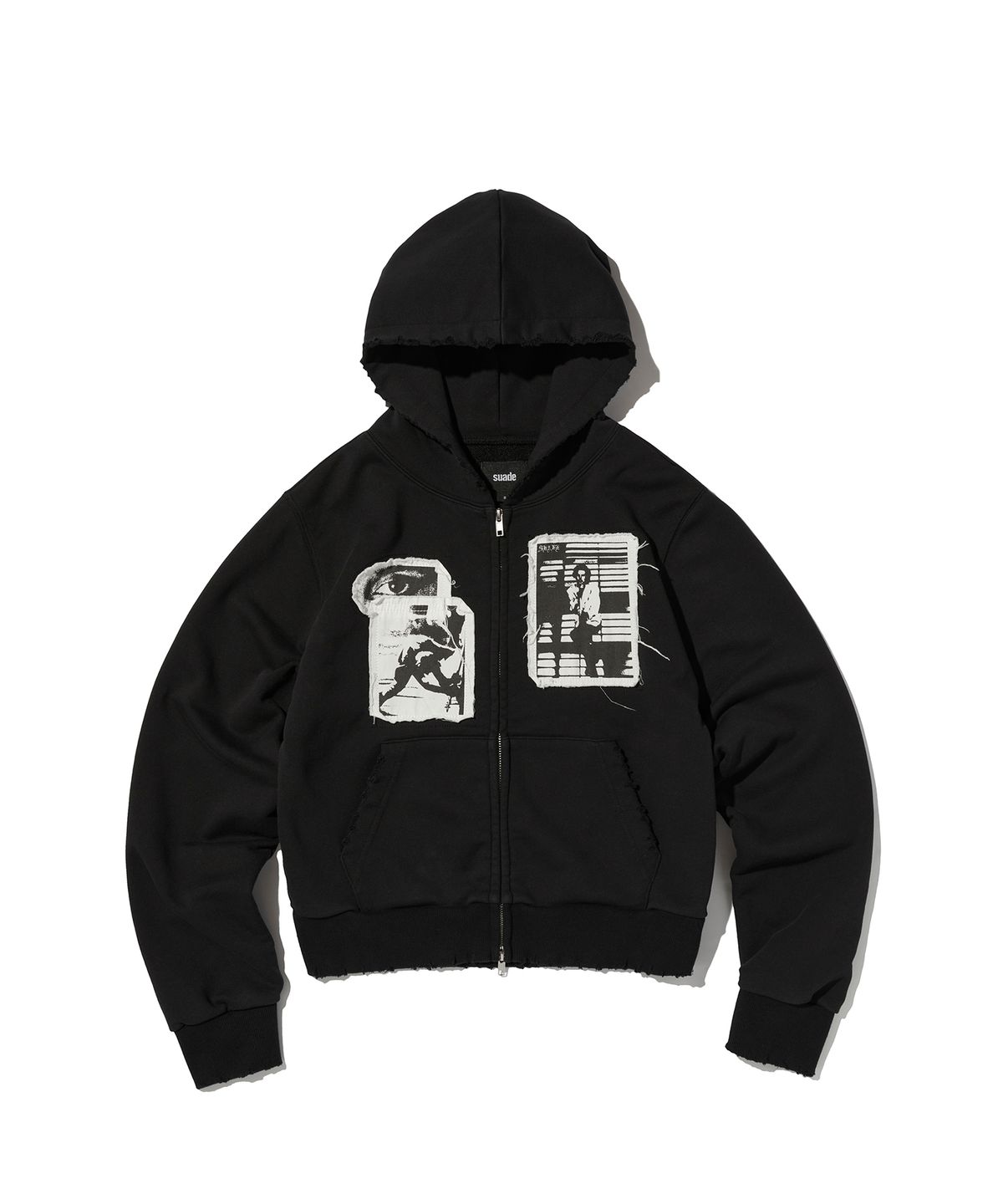 스웨이드(SUADE) PATCHWORK HOOD ZIP UP [BLACK]