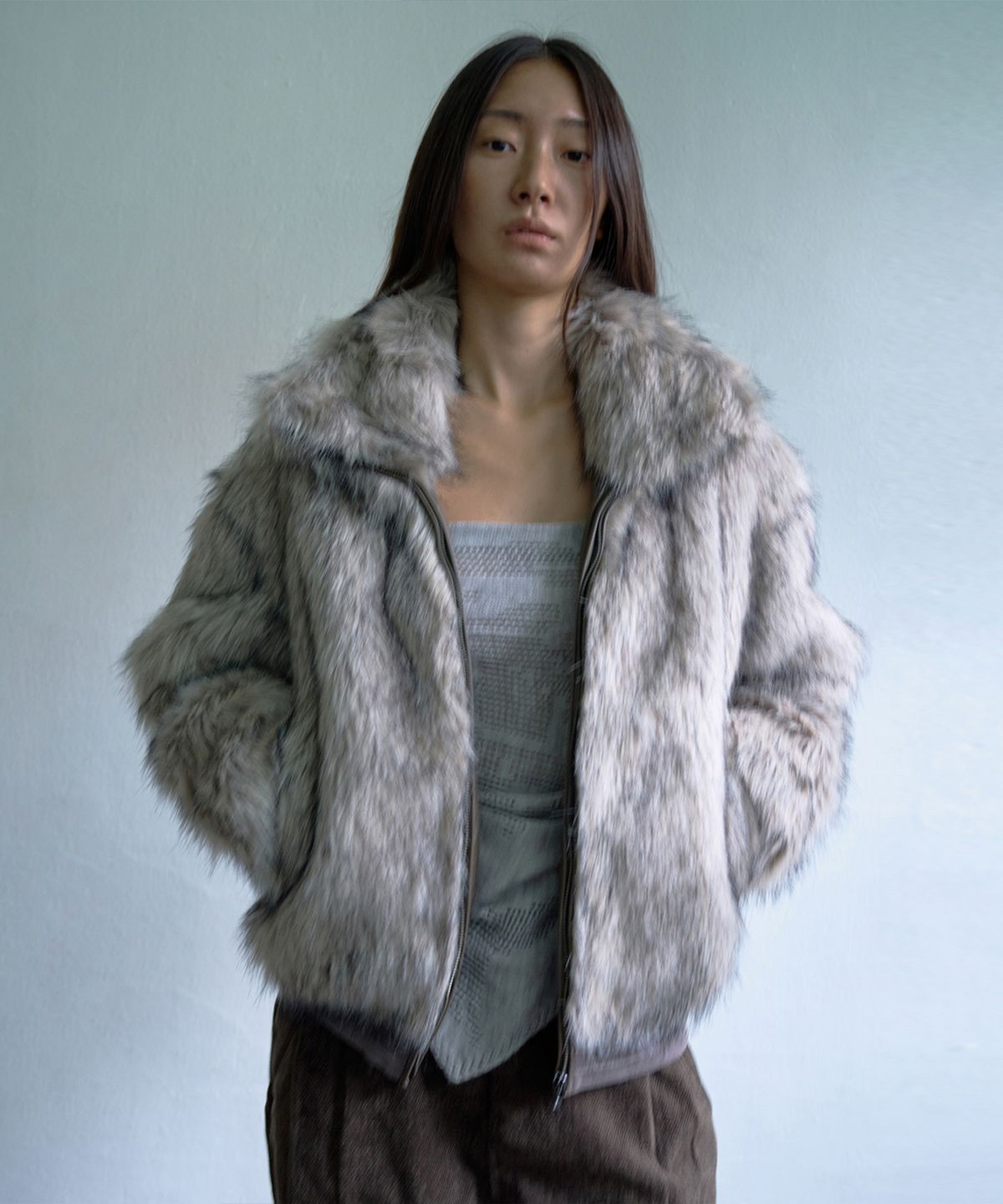 웰빙익스프레스(WELLBEING EXPRESS) Fur Jacket Grey