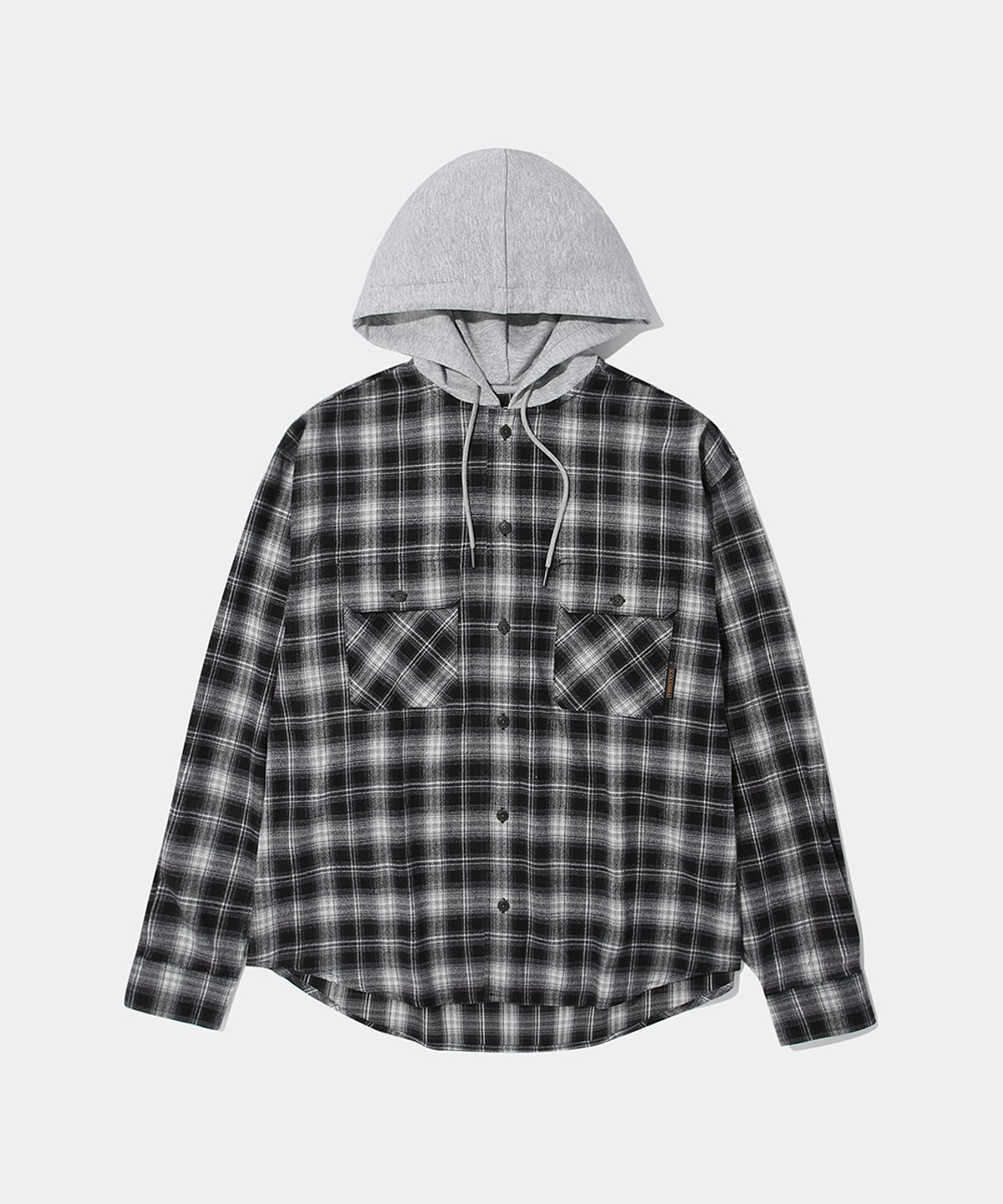 컬럼비아 유니버시티(COLUMBIA UNIVERSITY) FLANNEL CHECK LAYERED HOOD SHIRT_BLACK