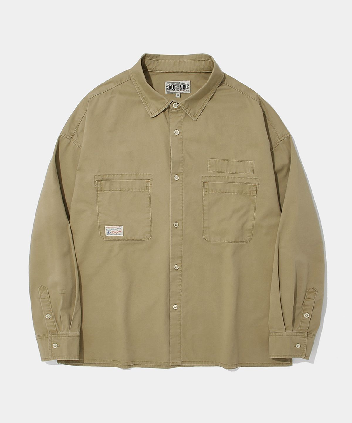 컬럼비아 유니버시티(COLUMBIA UNIVERSITY) SL-LABEL WASHED BIG POCKET TWILL SHIRT_BEIGE