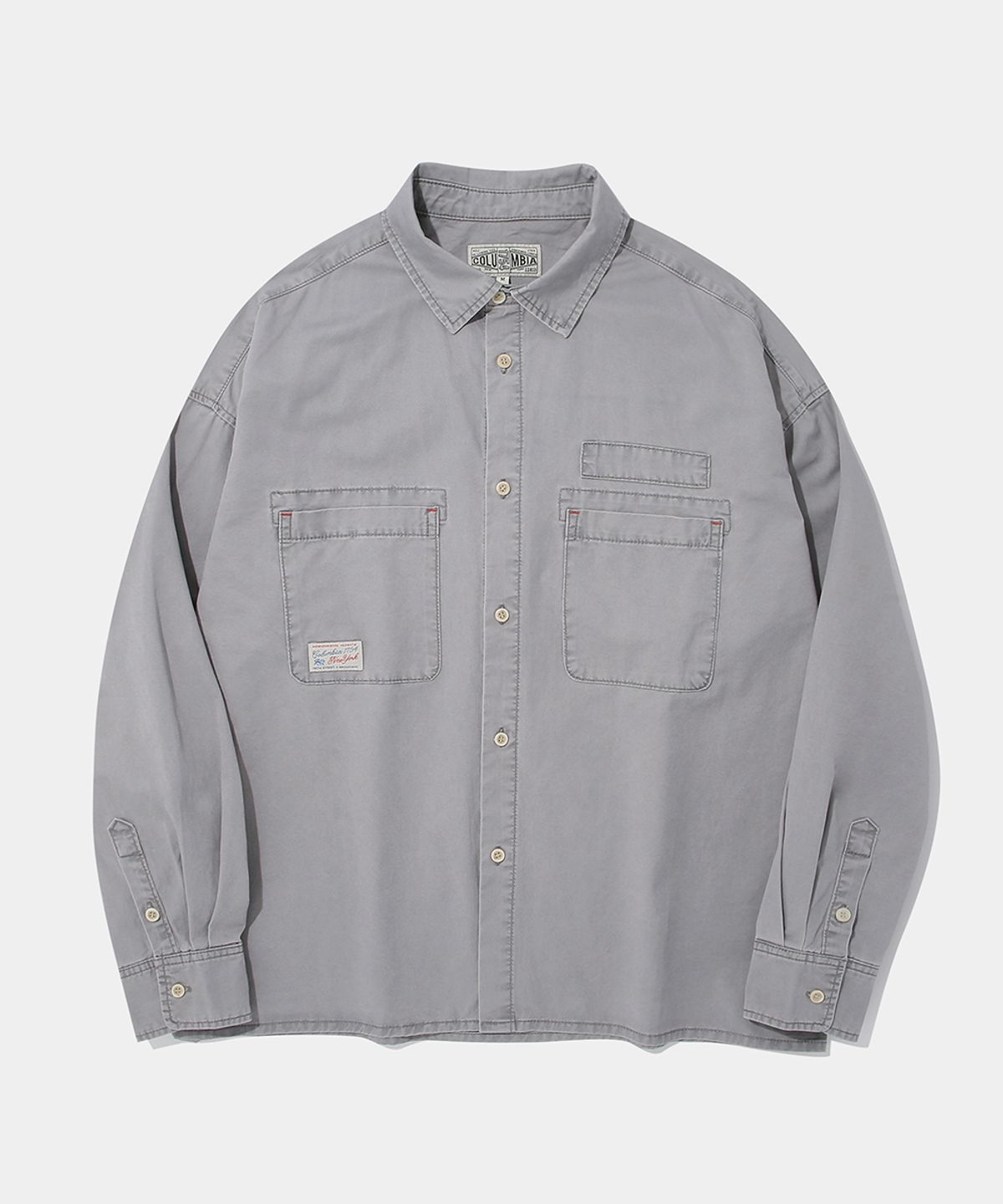컬럼비아 유니버시티(COLUMBIA UNIVERSITY) SL-LABEL WASHED BIG POCKET TWILL SHIRT_GRAY