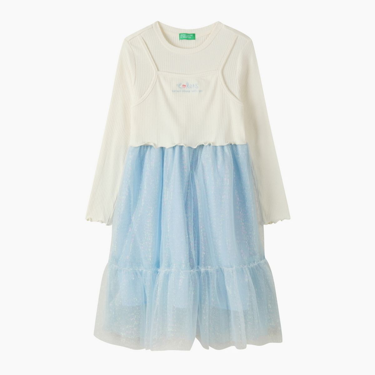 베네통키즈(BENETTONKIDS) 러블리 뷔스티에 샤 원피스_QAOP04641BL