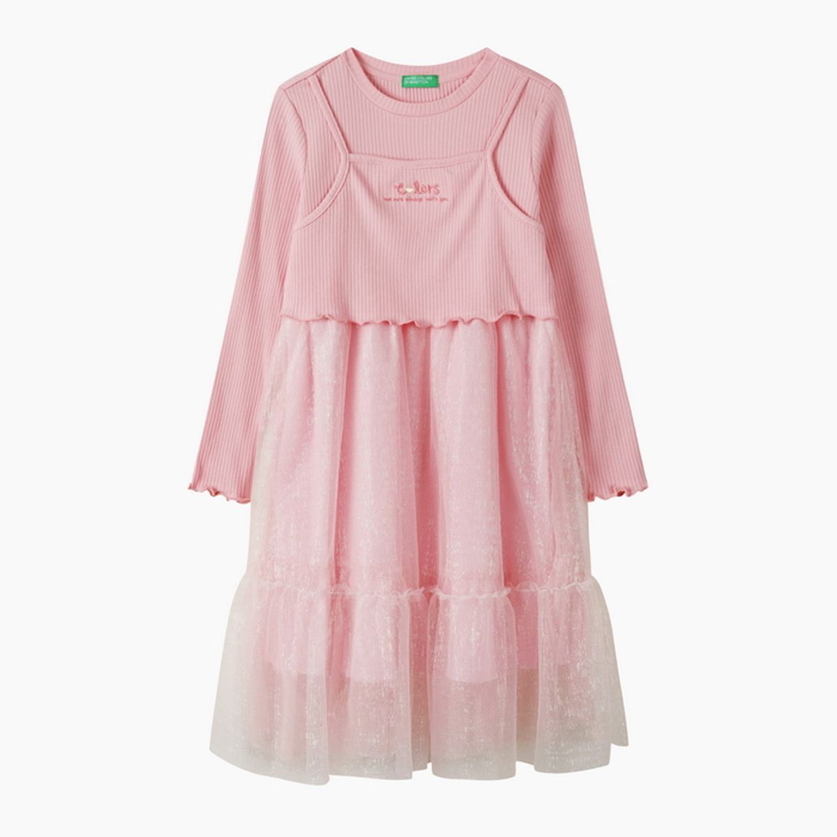 베네통키즈(BENETTONKIDS) 러블리 뷔스티에 샤 원피스_QAOP04641PK