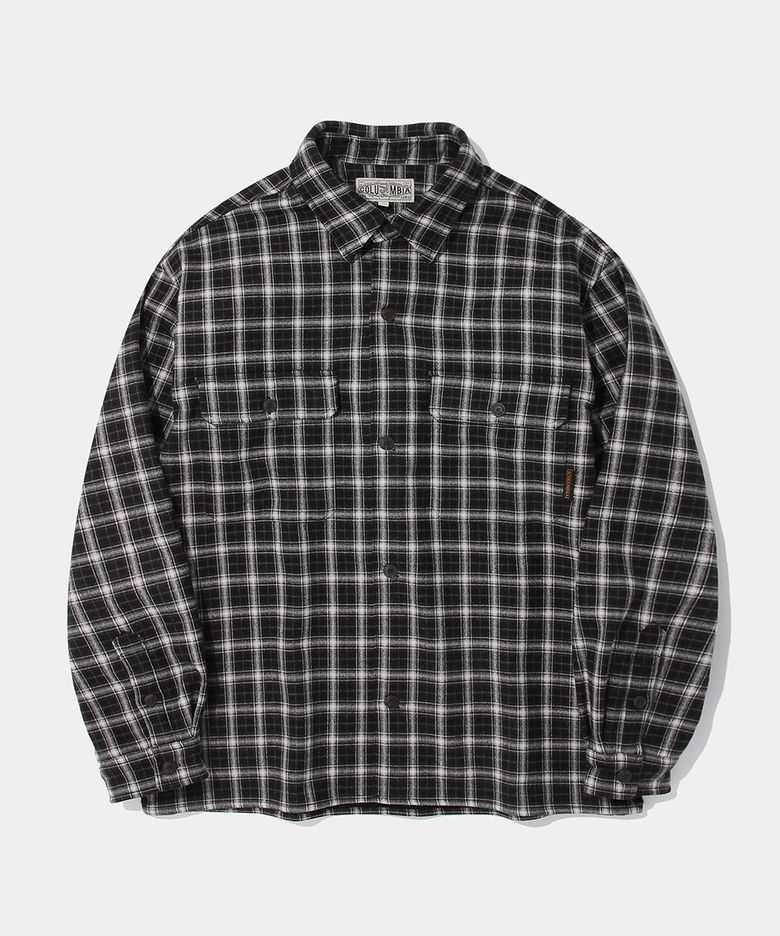 FLEECE BONDED CHECK SHIRT JACKET_BLACK