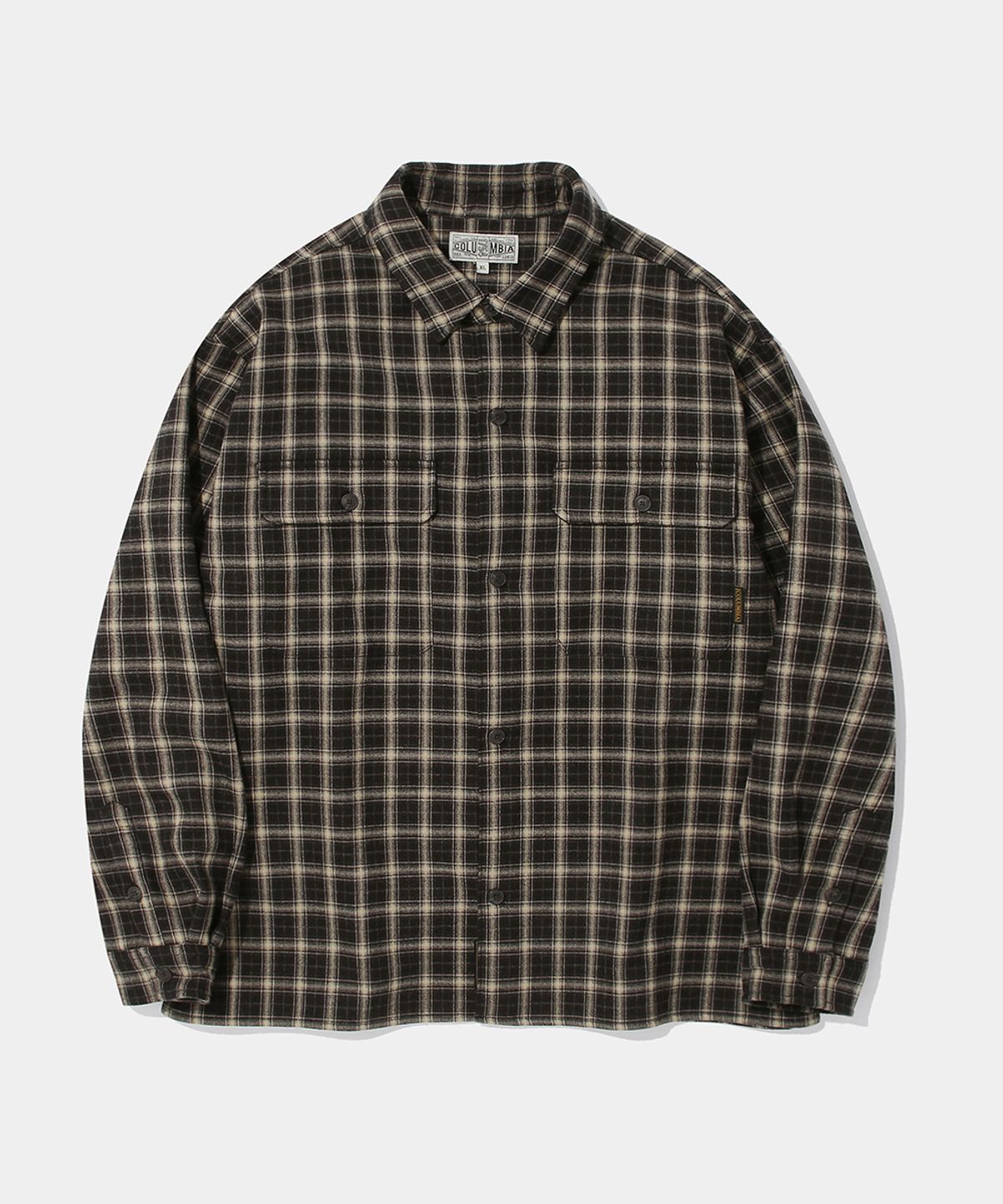 컬럼비아 유니버시티(COLUMBIA UNIVERSITY) FLEECE BONDED CHECK SHIRT JACKET_BROWN