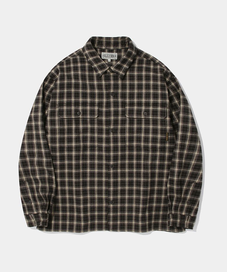 FLEECE BONDED CHECK SHIRT JACKET_BROWN