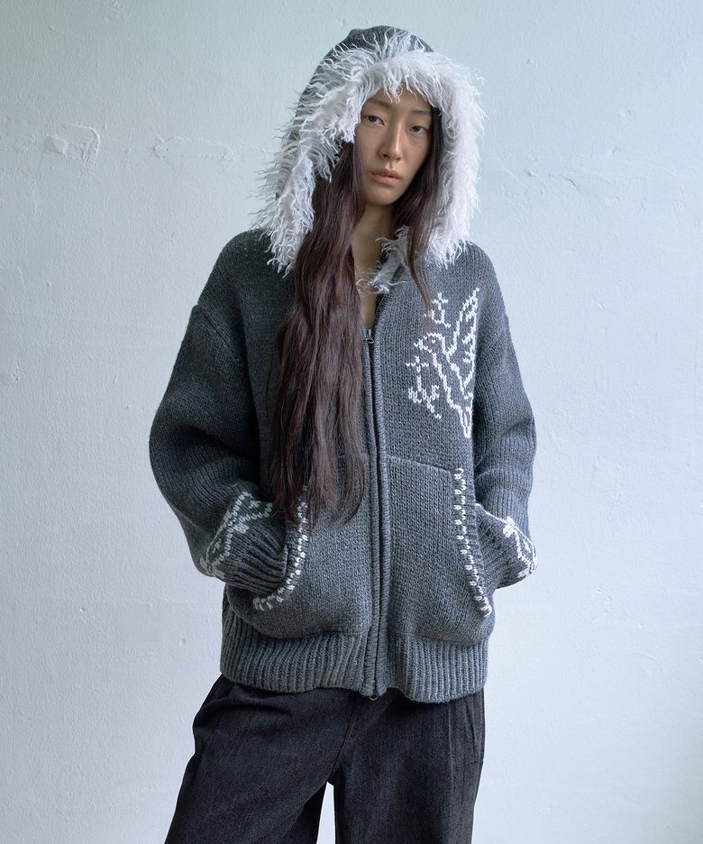 Fur Cowichan Hoodie Charcoal