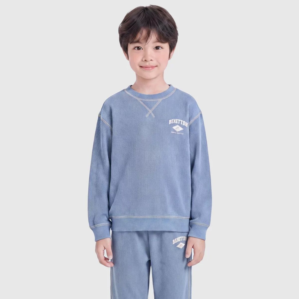 베네통키즈(BENETTONKIDS) 와플 그래픽 맨투맨_QAMT02641DB