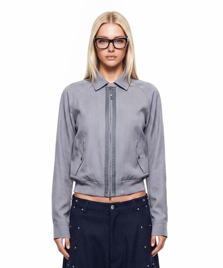 Contour Lightweight Bomber Shacket - Blue Gray