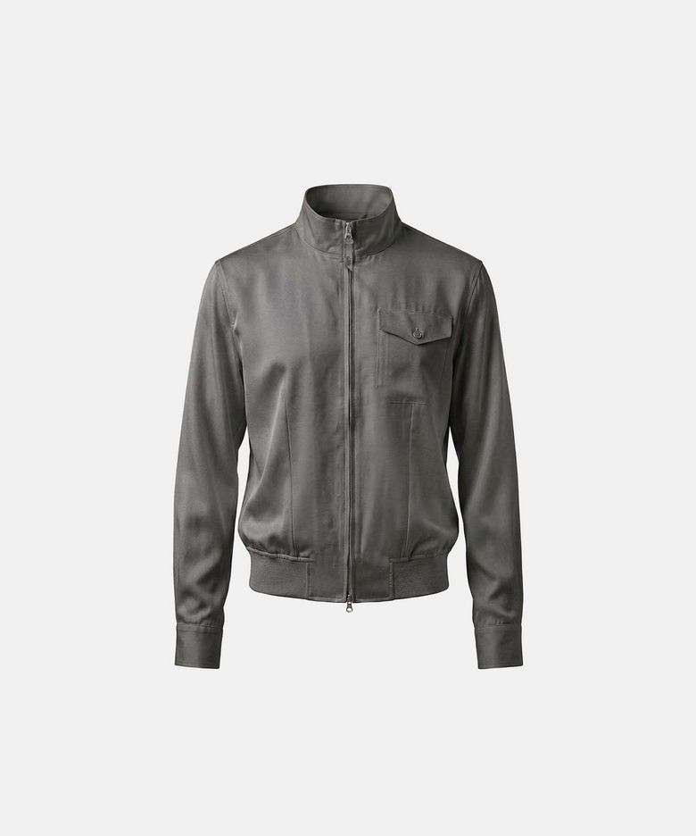 Contour High-Neck Lightweight Bomber Shacket - Gray