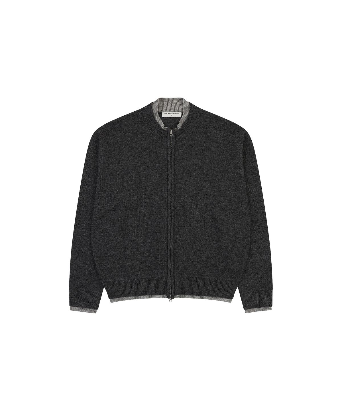나우앤투모로우(NOWANDTOMORROW) COLOR SCHEME SWEATER CARDIGAN [CHARCOAL]