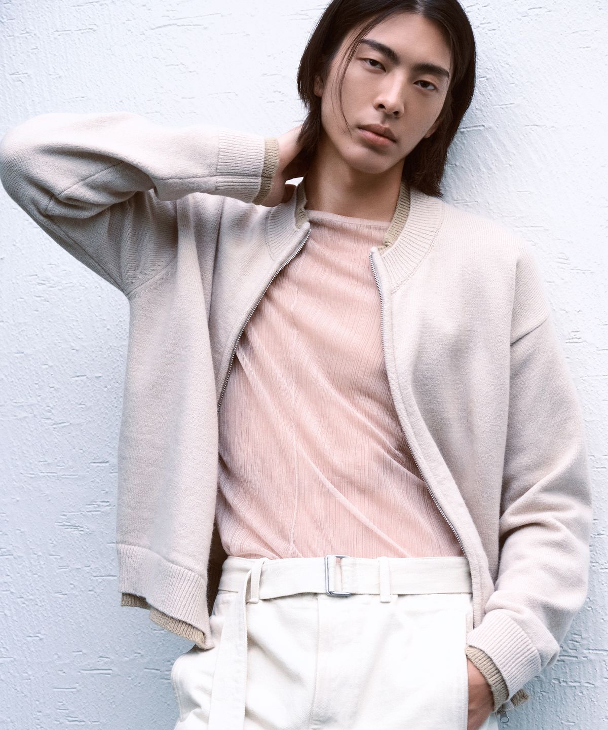 나우앤투모로우(NOWANDTOMORROW) COLOR SCHEME SWEATER CARDIGAN [BEIGE]
