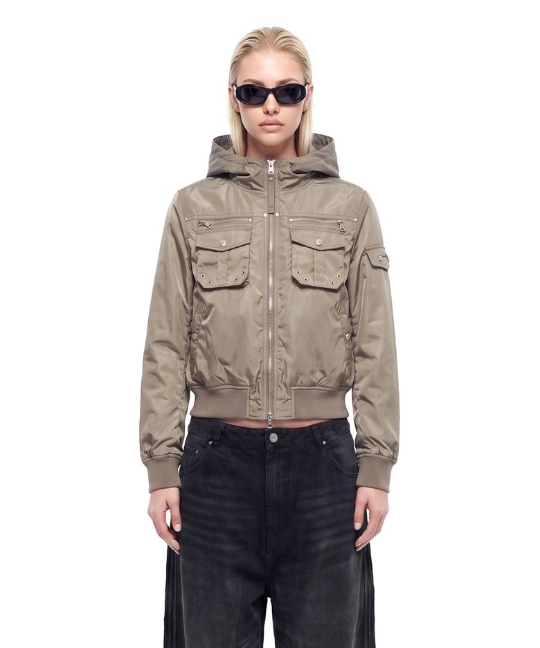 Daytona Nylon Hooded Jacket - Khaki Beige