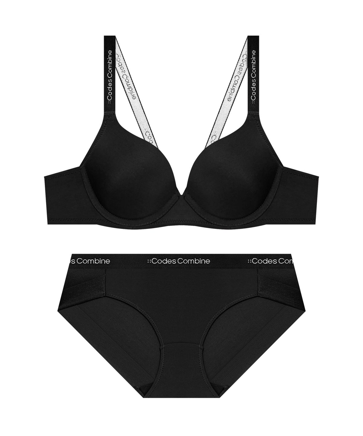 코데즈컴바인 이너웨어(CODES COMBINE INNERWEAR) 미니멀 아스킨 와이어 브라 햄팬티 세트_블랙
