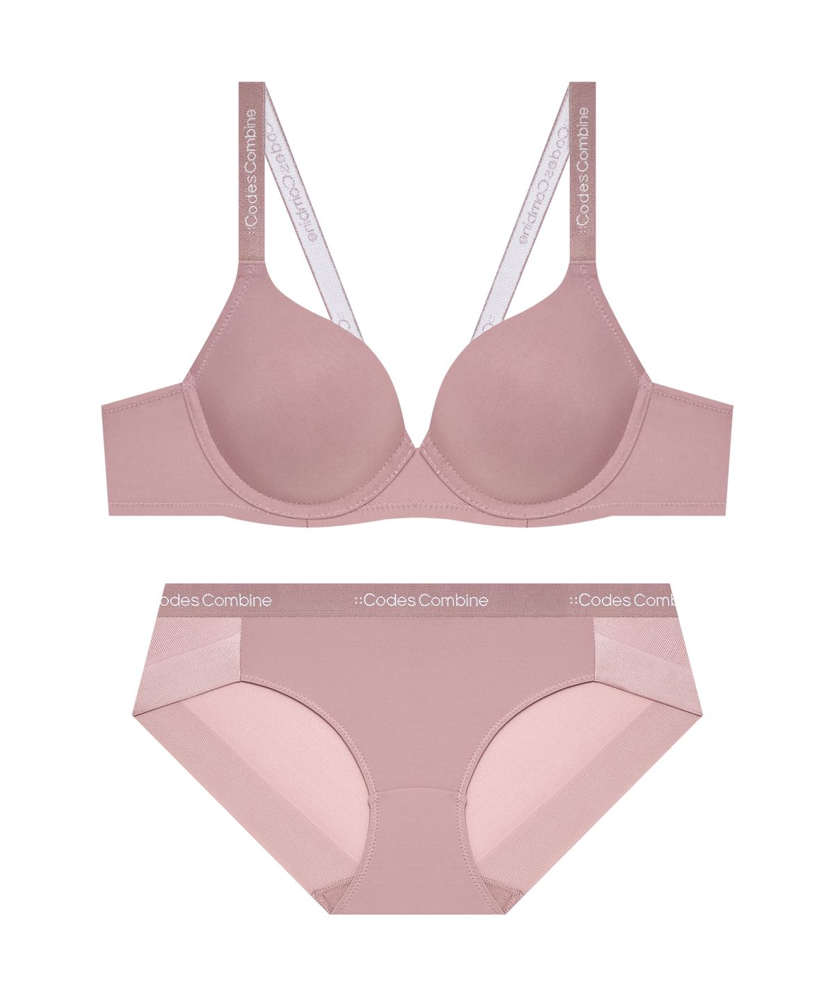 코데즈컴바인 이너웨어(CODES COMBINE INNERWEAR) 미니멀 아스킨 와이어 브라 햄팬티 세트_인디핑크