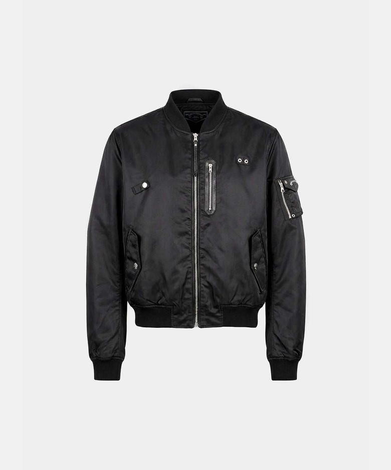 Satin Nylon MA-1 Jacket - Black