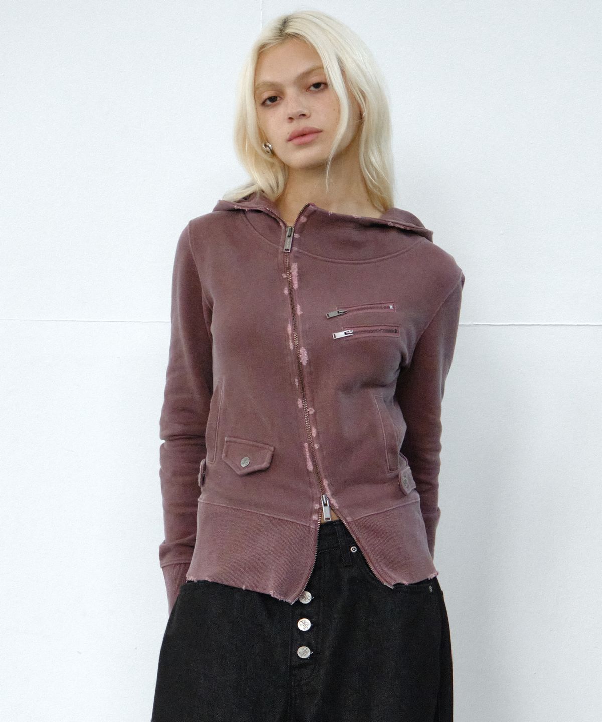 미드나잇 무브(MIDNIGHT MOVE) pg diagonal zip up (wine)