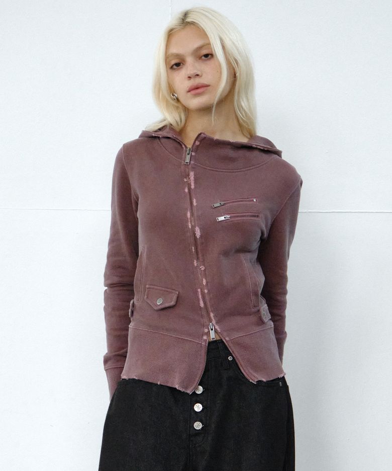 pg diagonal zip up (wine)