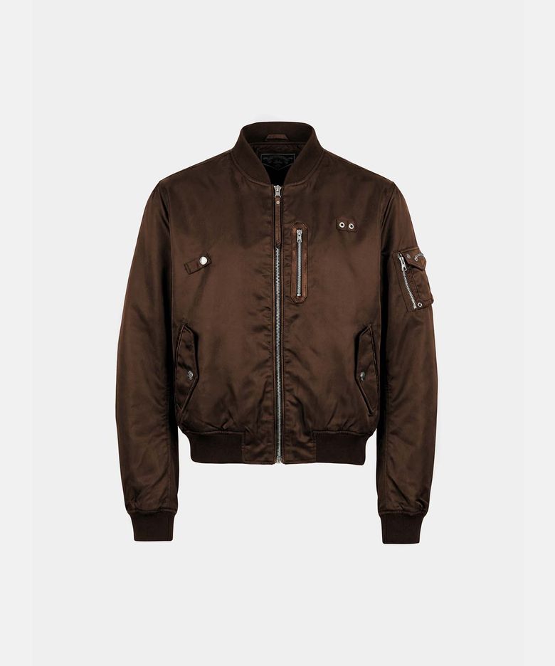 Satin Nylon MA-1 Jacket - Brown