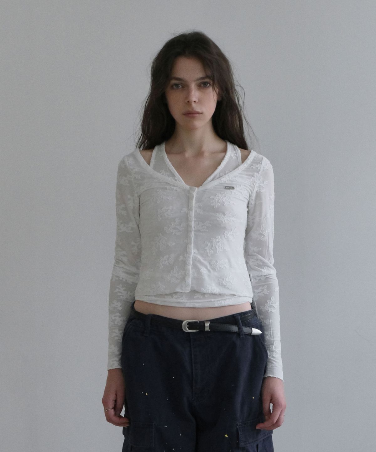 오디너리 홀리데이(ORDINARY HOLIDAY) LACE TEXTURED SLEEVELESS SET [WHITE]