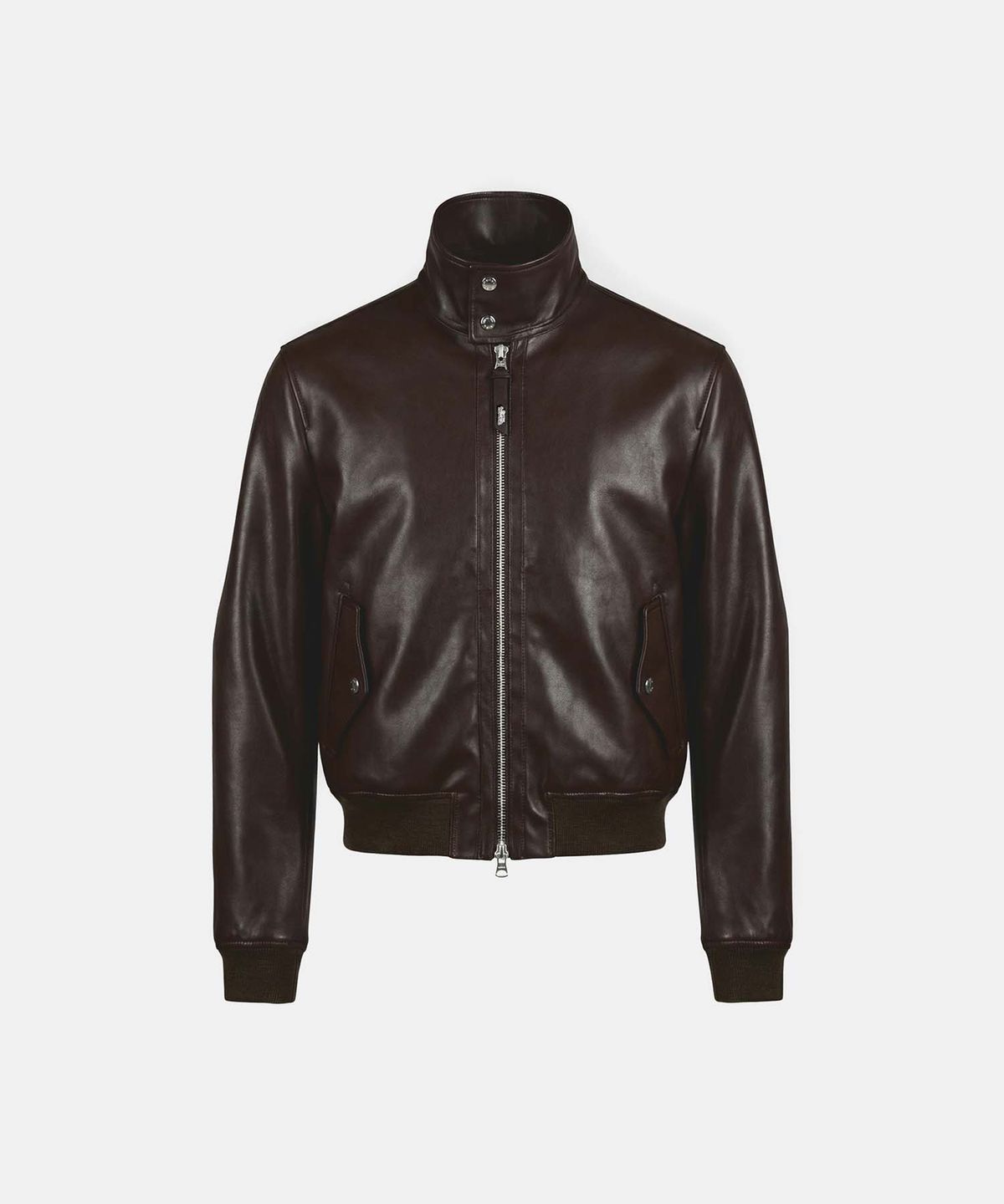 배드블러드(BADBLOOD) Leather High-Neck Jacket - Brown