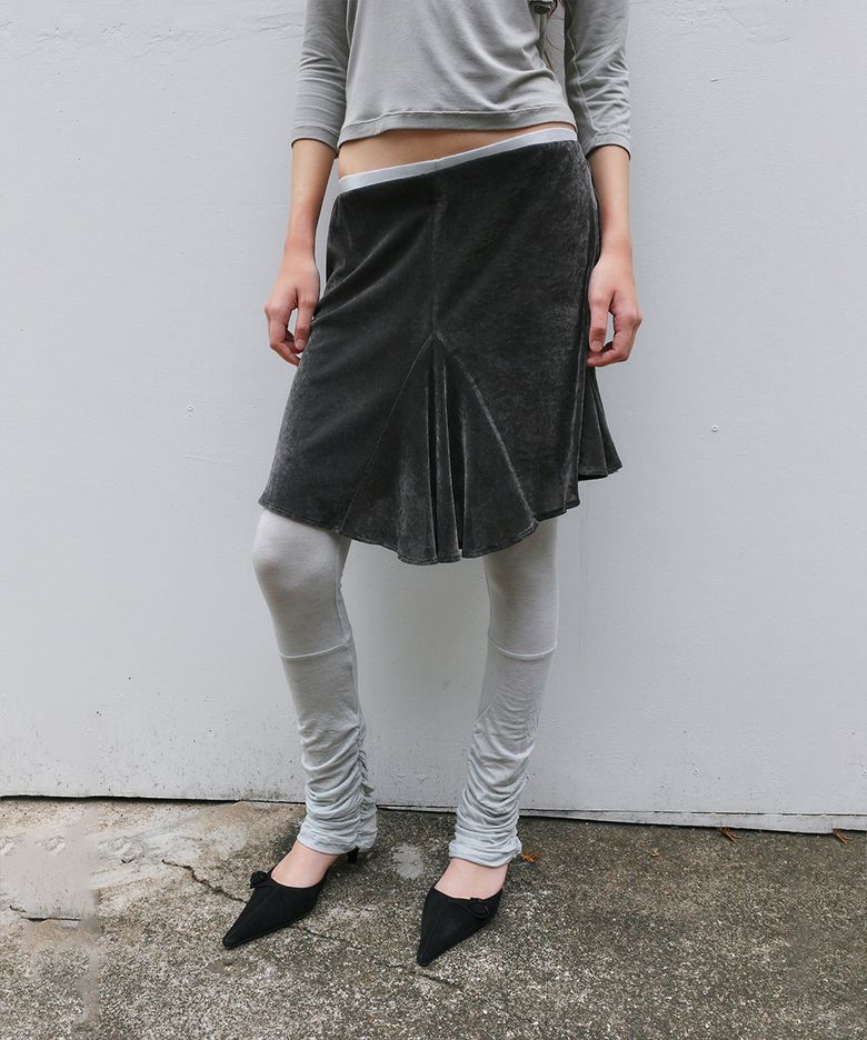 Sheer Velvet Midi Skirt, Charcoal
