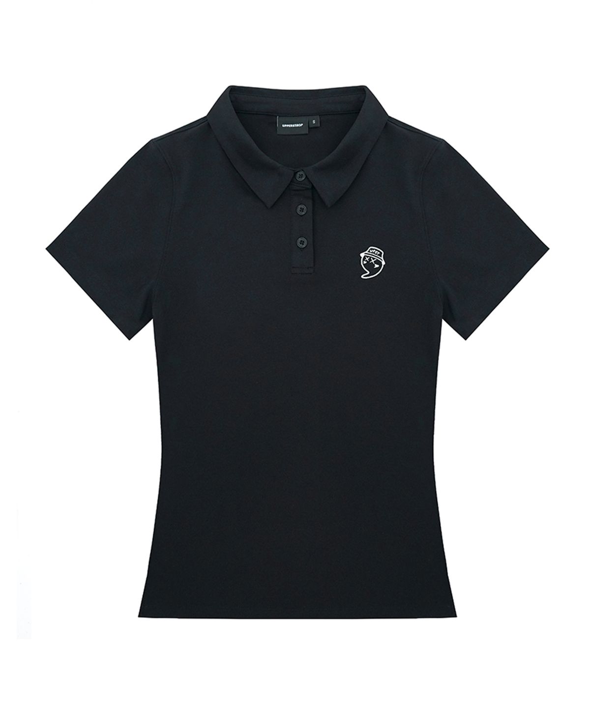 어퍼스트롭 골프(UPPERSTROP GOLF) [UWT26011-01] 여성 페더 로고 자수 반팔 카라 티셔츠 블랙