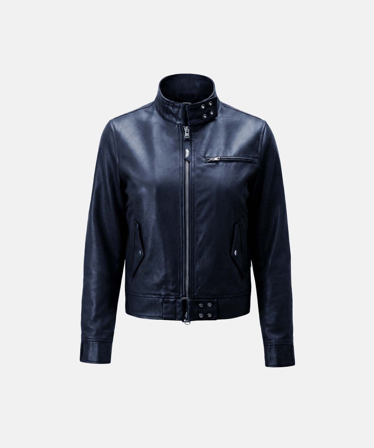 배드블러드(BADBLOOD) Spina High-Neck Jacket - Navy Leather