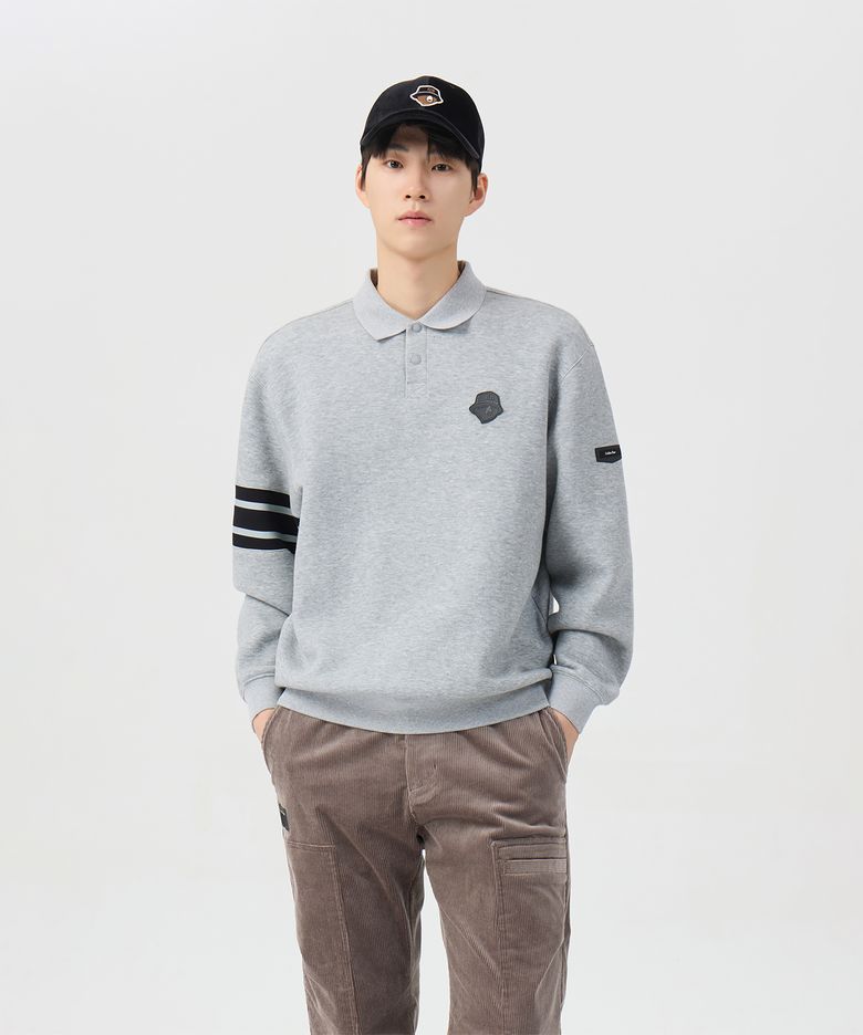 (남성) Border Line Sleeves Collar Sweatshirt G4TAW26201GYX