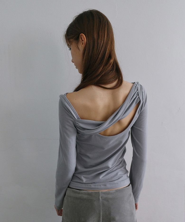 Twist Open-Back long-sleeve, Grayish Blue