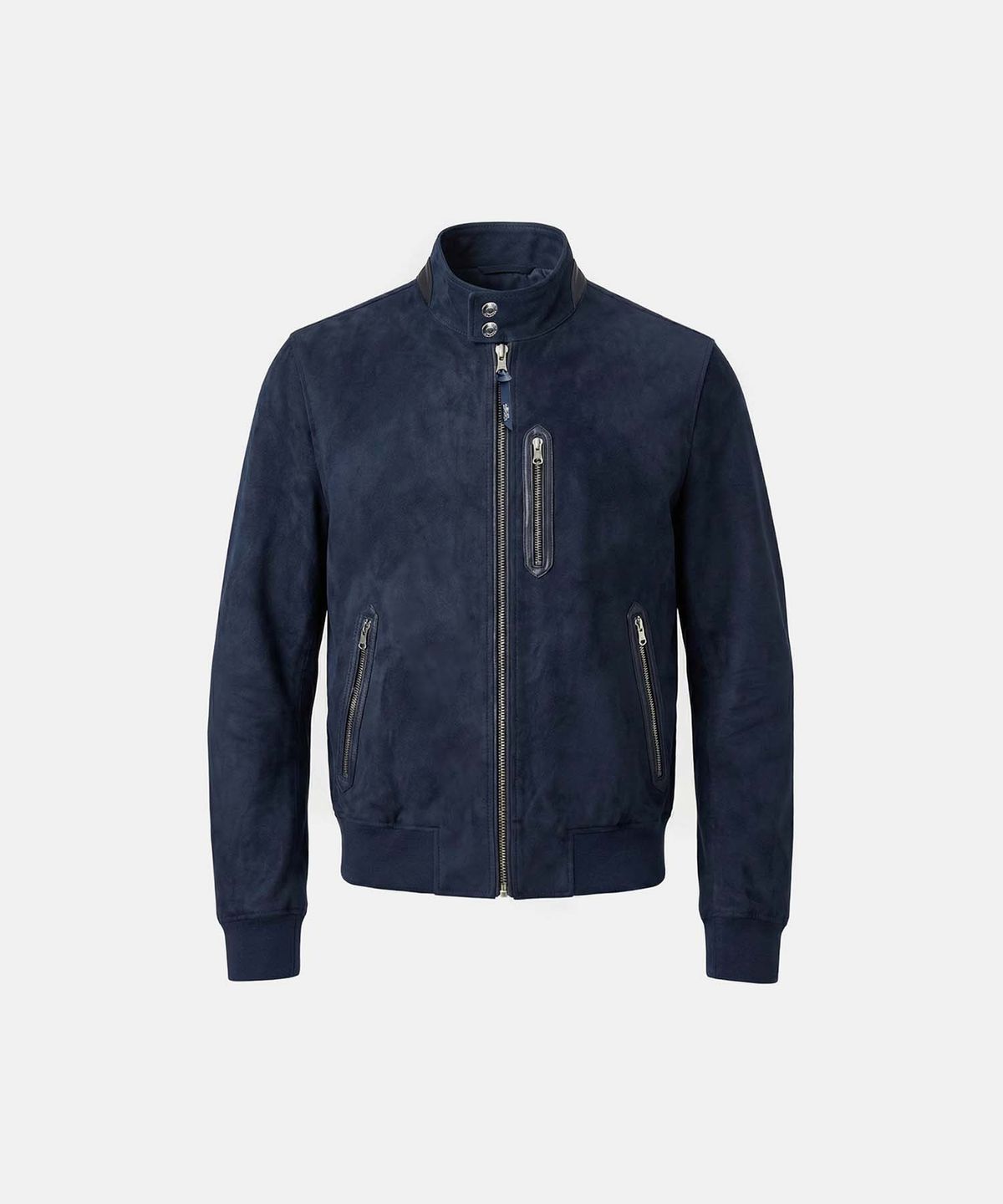 배드블러드(BADBLOOD) Arc Suede Contrast Bomber Jacket - Navy