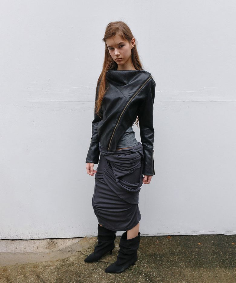 Fluid Leather Jacket, Black