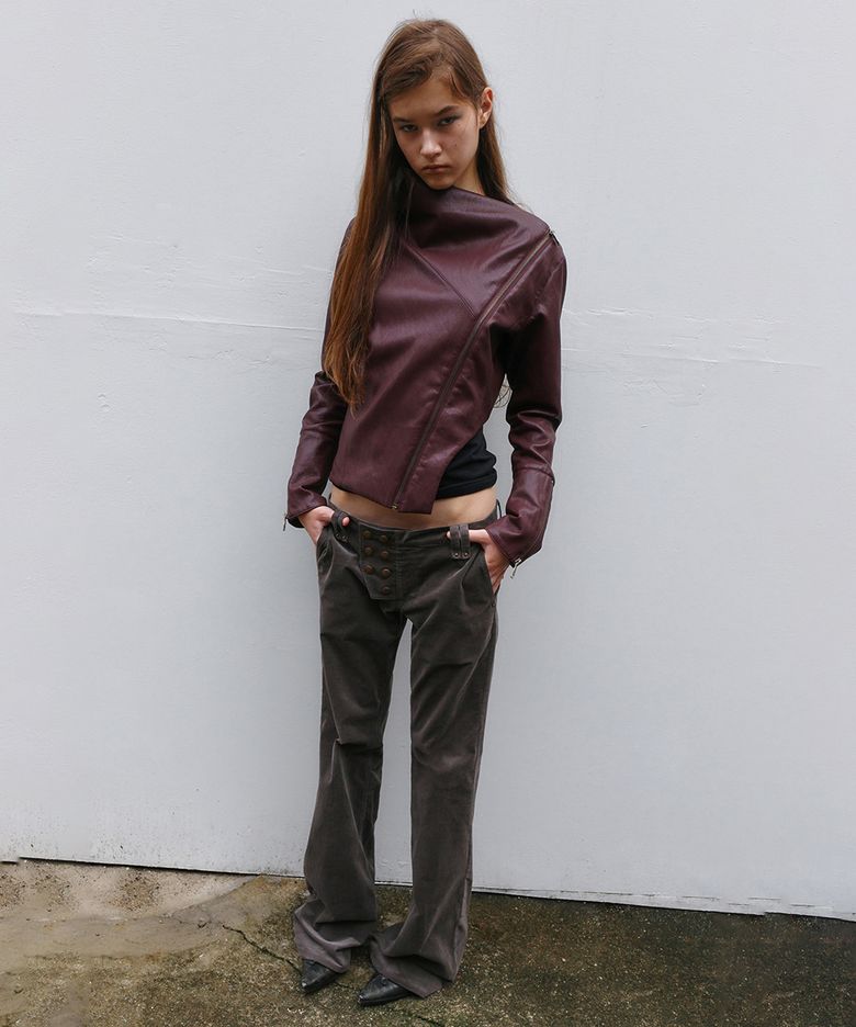 Fluid Leather Jacket, Burgundy