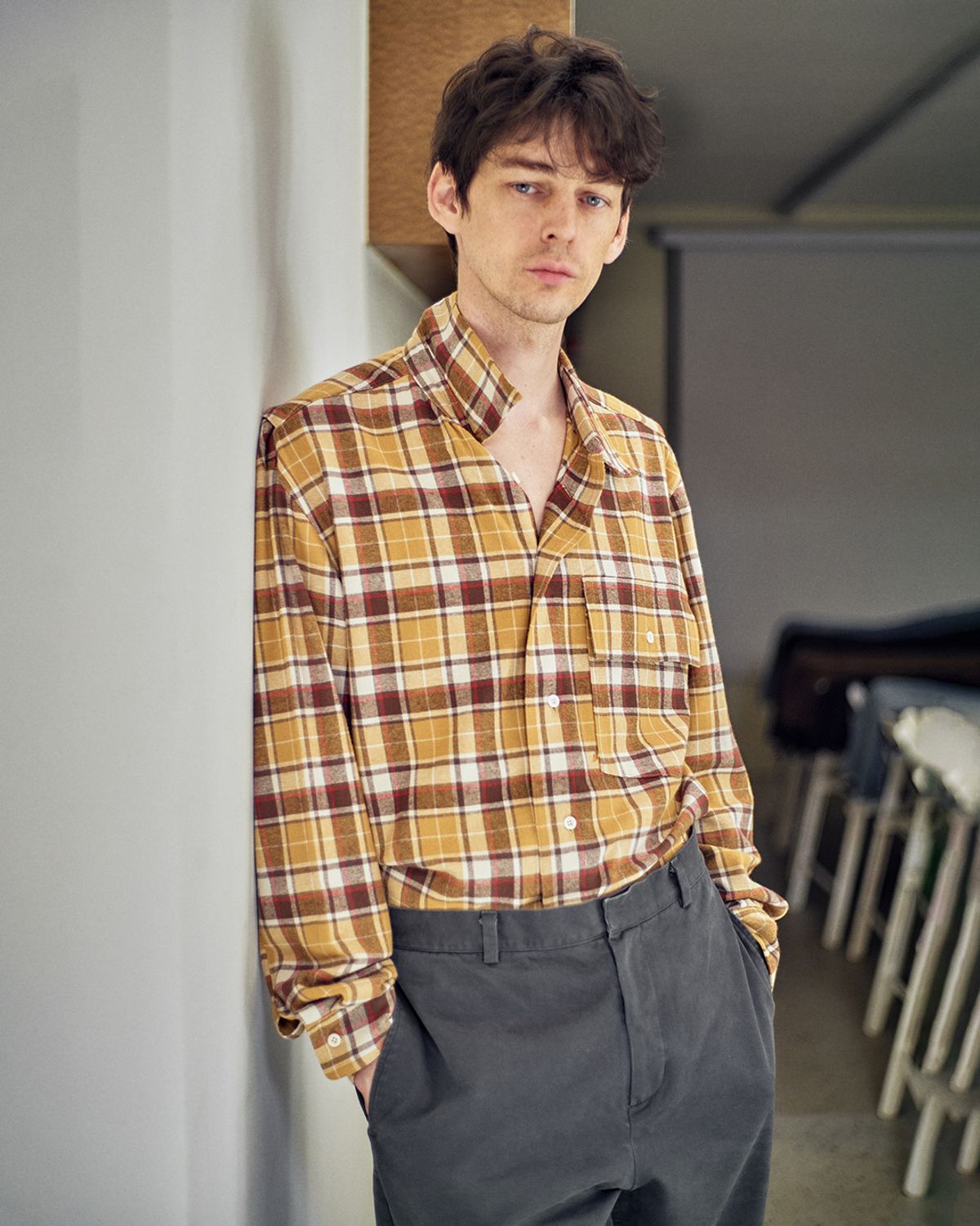 너버스(NERVOUS) SOFT CHECK SHIRT _ yellow