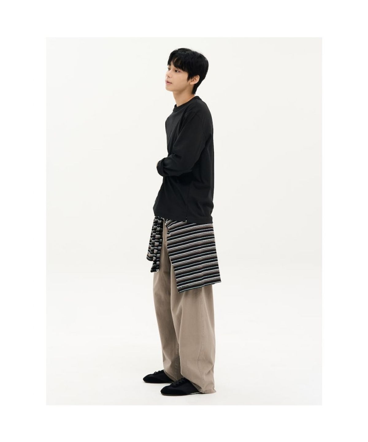에잇세컨즈(8SECONDS) 데일리 베이직 긴소매 티  블랙