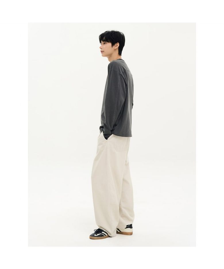 코튼 가먼트다잉 벌룬핏 밴딩 팬츠  아이보리